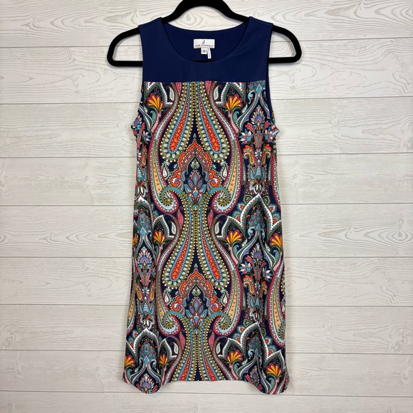 Jude Connally Dresses & Skirts - JUDE CONNALLY MULTICOLOR SHIFT DRESS SIZE SMALL NAVY BLUE